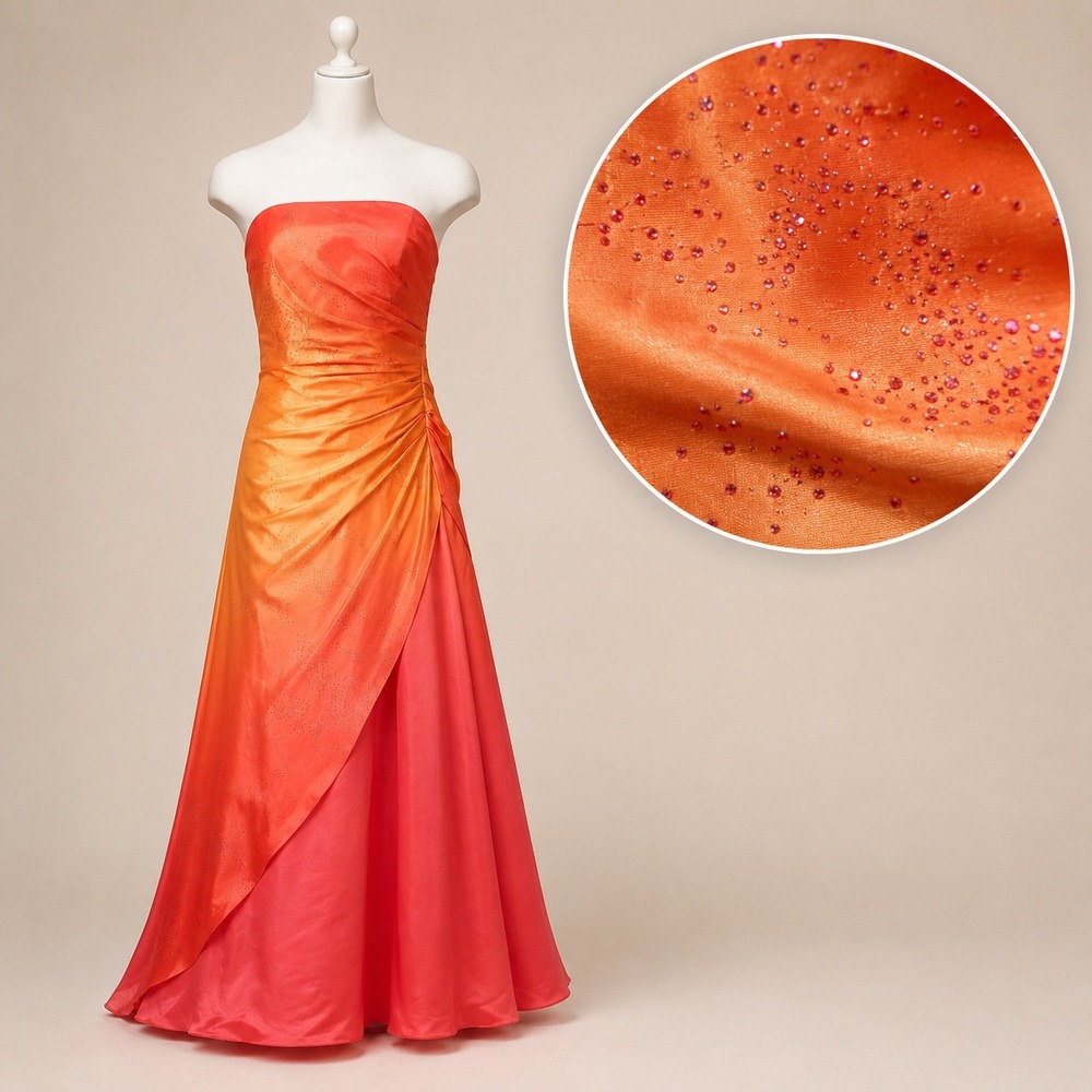 Jump Apparel Y2K Prom Dress 3/4 Ombre Orange Strapless Glitter Fairy Princess